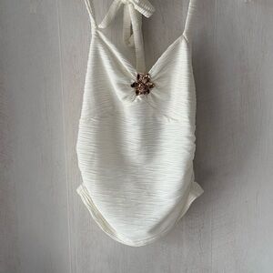 SHEIN White Swimsuit with Gold Detail